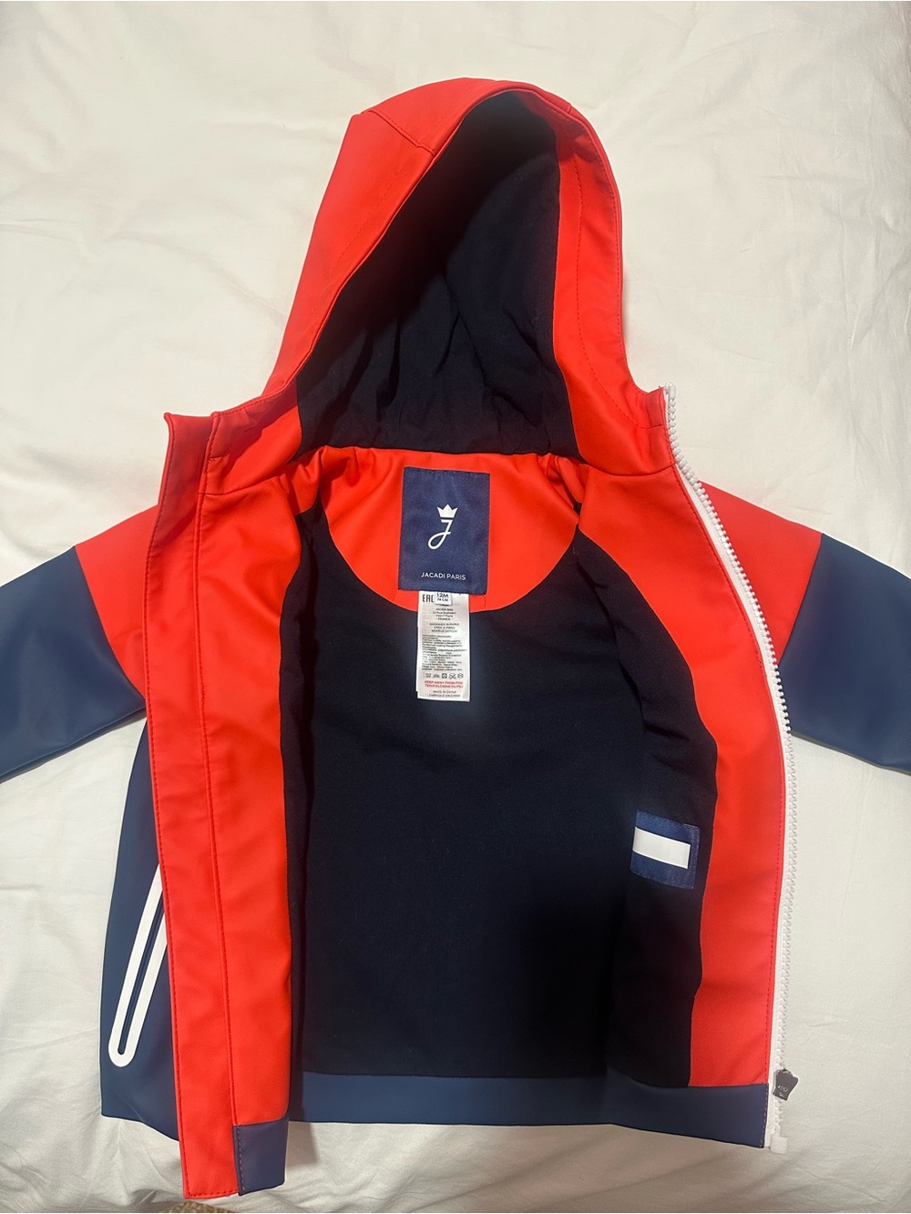 Jacadi Red and Navy Hooded Raincoat for Kids